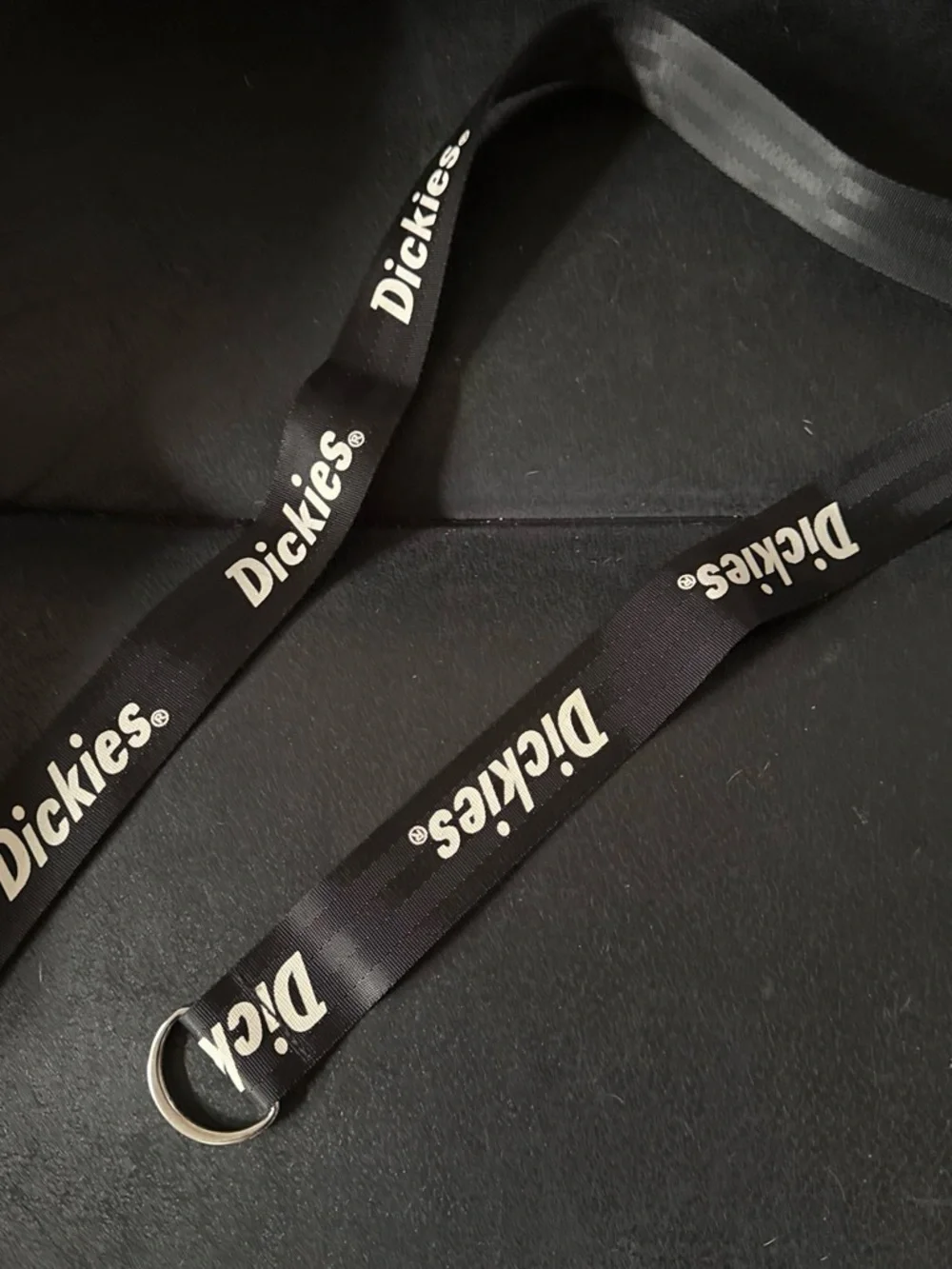 Dickies Black Logo belt with White Branding and Metal Ring